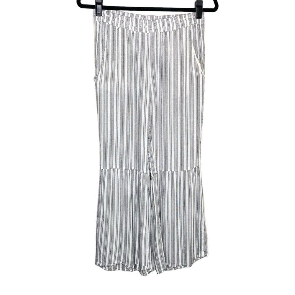 DREW Black and White Striped Flare Leg Pants Small